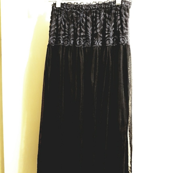 SHEER, LACY BLACK TOP /TUNIC/SKIRT/SLIP DRESS, XS - Picture 2 of 5